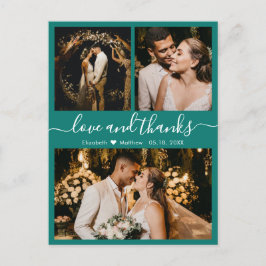 Elegant Script Green Wedding Hartelijk dank Briefk Briefkaart