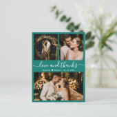 Elegant Script Green Wedding Hartelijk dank Briefk Briefkaart (Staand voorkant)