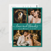 Elegant Script Green Wedding Hartelijk dank Briefk Briefkaart (Voorkant / Achterkant)