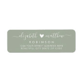 Elegant Script Green Wedding Return Address Label (Voorkant)