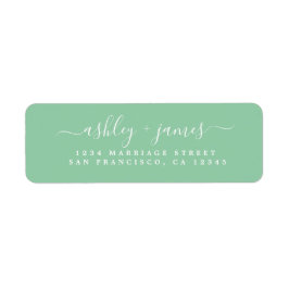 Elegant Script Green Wedding Return-adres Etiket