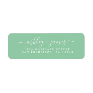 Elegant Script Green Wedding Return-adres Etiket