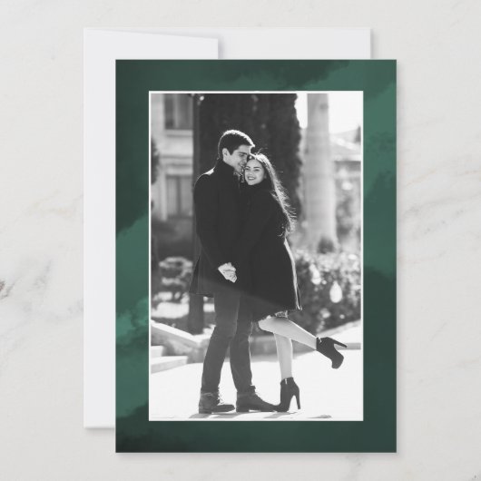 Elegant Script Green Wedding Sla de datum op Kaart (Achterkant)