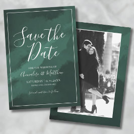 Elegant Script Green Wedding Sla de datum op Kaart
