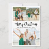 Elegant Script Greenery 3 Multi Photo Christmas Feestdagenkaart (Voorkant)