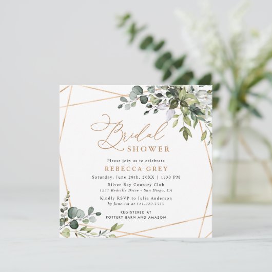 Elegant Script Greenery Gold Vrijgezellenfeest Kaart (Staand voorkant)