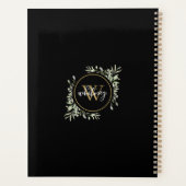 Elegant Script Greenery Monogram Black 2023 Planner (Achterkant)