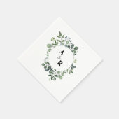 Elegant Script Greenery Monogram Trouwpapier Servet (Hoek)