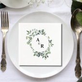 Elegant Script Greenery Monogram Trouwpapier Servet