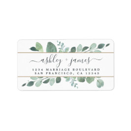 Elegant Script Greenery Wedding Return Address Etiket