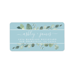 Elegant Script Greenery Wedding Return Address Etiket