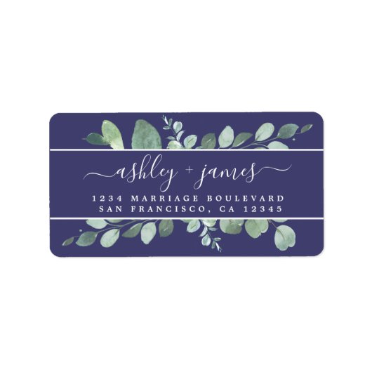 Elegant Script Greenery Wedding Return Address Etiket (Voorkant)