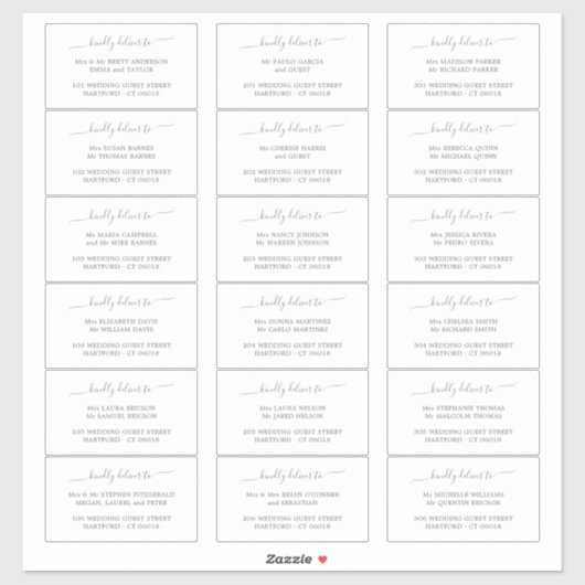Elegant Script Grey Gast Adres Label Sjabloon (Vel)