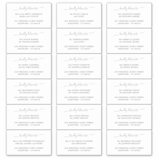 Elegant Script Grey Gast Adres Label Sjabloon (Voorkant)