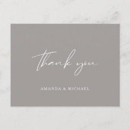 Elegant Script Grey Monochrome Weddenschap Bedankt Briefkaart