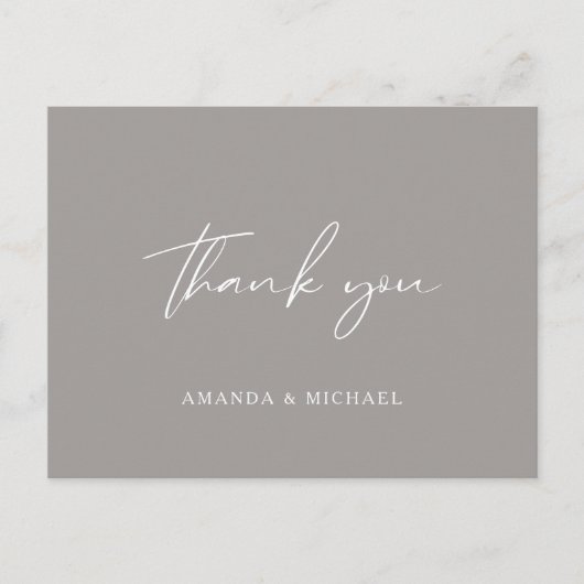 Elegant Script Grey Monochrome Weddenschap Bedankt Briefkaart (Voorkant)