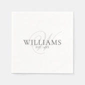 Elegant Script Grey Monogram Familie Formele Dinne Servet (Voorkant)