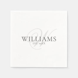 Elegant Script Grey Monogram Familie Formele Dinne Servet