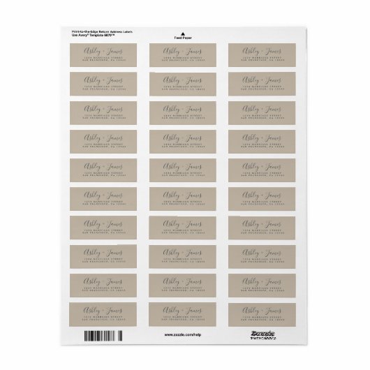Elegant Script Grey Wedding Return Address Label (Full Sheet)