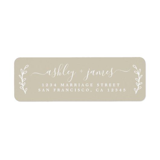 Elegant Script Grey Wedding Return-adres Etiket (Voorkant)