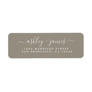 Elegant Script Grey Wedding Return-adres Etiket