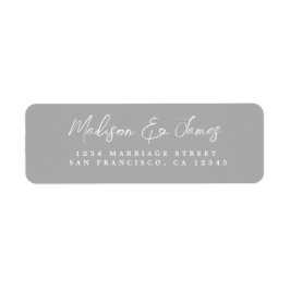 Elegant Script Grey Wedding Return-adres Etiket