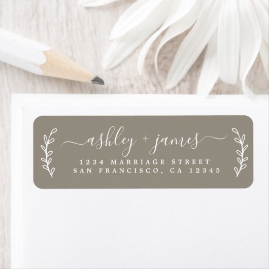 Elegant Script Grey Wedding Return-adres Etiket (Insitu)