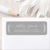 Elegant Script Grey Wedding Return-adres Etiket (Insitu)