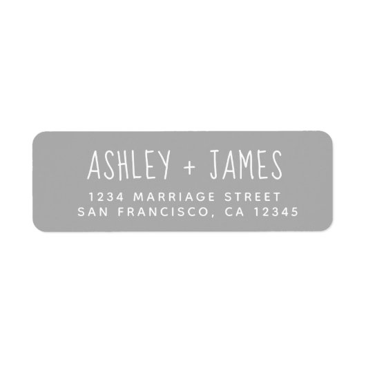 Elegant Script Grey Wedding Return-adres Etiket (Voorkant)