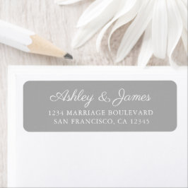 Elegant Script Grey Wedding Return-adres Etiket