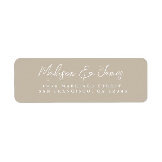 Elegant Script Grey Wedding Return-adres Etiket (Voorkant)