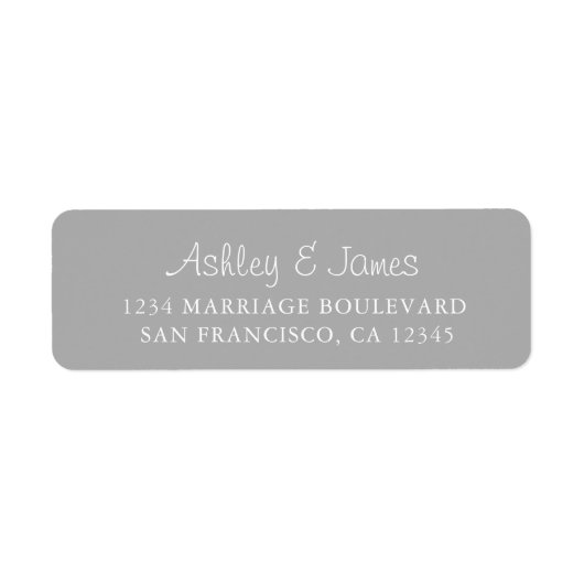 Elegant Script Grey Wedding Return-adres Etiket (Voorkant)