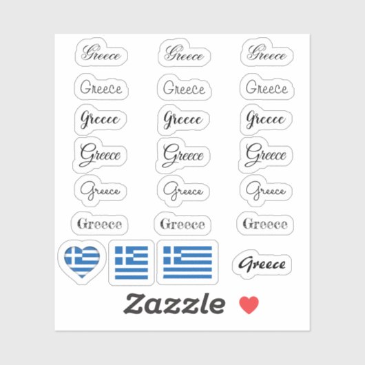 Elegant script Griekenland & Grieks Vlag /name Set Sticker (Vel)