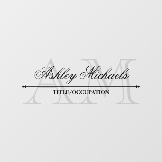 Elegant Script Grijs 2 Initiaal Monogram Naam Tite Raamsticker (Vel)