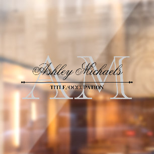 Elegant Script Grijs 2 Initiaal Monogram Naam Tite Raamsticker