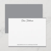 Elegant script grijs briefpapier rand notitiekaartje (Voorkant / Achterkant)