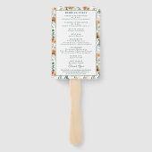 Elegant script groen bloemenbruiloft ceremonie handwaaier (Achterkant)