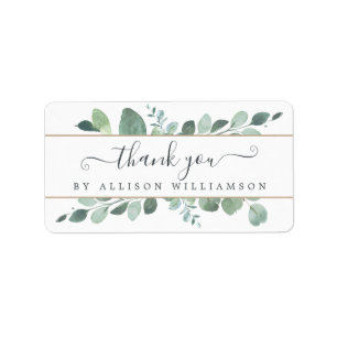 Elegant script groen dank u etiket