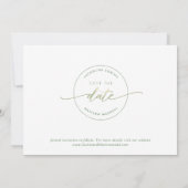Elegant script, groen, eenvoudig huwelijk save the date (Achterkant)