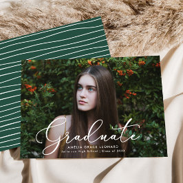 Elegant Script Groen Foto Afstuderen Aankondiging