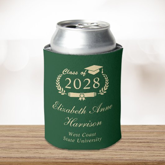 Elegant Script Groen Goud Afstudeerfeest Blikjeskoeler