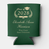 Elegant Script Groen Goud Afstudeerfeest Blikjeskoeler (Voorkant)