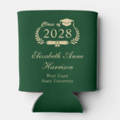 Elegant Script Groen Goud Afstudeerfeest Blikjeskoeler (Achterkant)