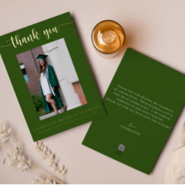 Elegant Script Groen Goud Foto Afstuderen Folie Uitnodiging