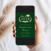 Elegant Script Groen Goud Foto College Afstuderen Aankondiging