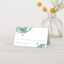 Elegant script groen laat eucalyptus bruiloft