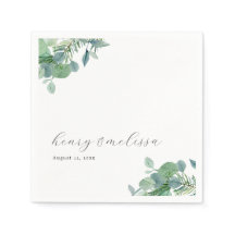 Elegant script groen laat eucalyptus bruiloft