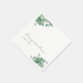 Elegant script groen laat eucalyptus bruiloft servet (Hoek)
