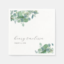 Elegant script groen laat eucalyptus bruiloft
