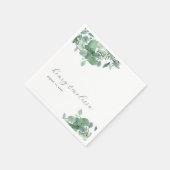 Elegant script groen laat eucalyptus bruiloft servet (Hoek)